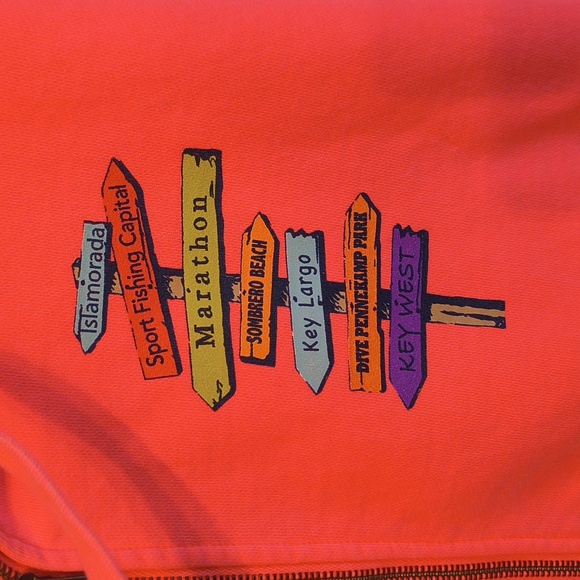 Women's Comfort Colors Hot Coral Pink Zip Up Florida Key West Hoodie L - Picture 6 of 12